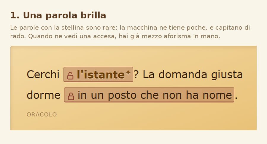 Una parola rara accesa dentro la frase