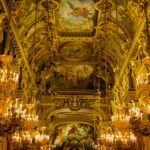 Sala dorata di un teatro barocco con volte dipinte e lampadari accesi, il luogo dove attore e teologo si somigliano