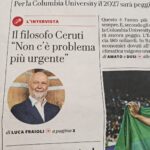 La prima pagina di Repubblica con il richiamo all’intervista a Mauro Ceruti e il titolo Non c’è problema più urgente