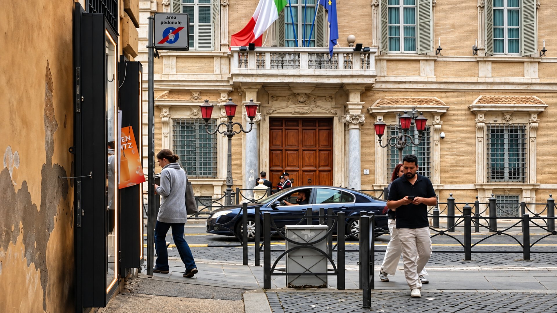 La Corsia Agonale su Corso del Rinascimento, davanti a Palazzo Madama, dove disegnava il madonnaro Leonardo Vitale